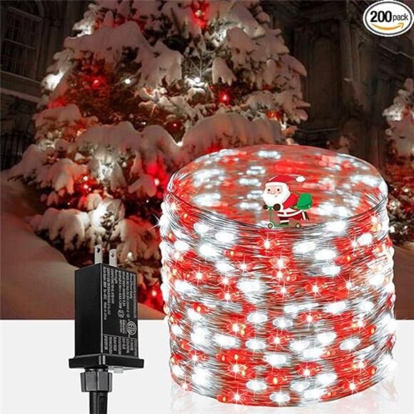 66ft 200 LED Red & White Fairy Lights - Waterproof Outdoor String Lights - Picture 6 of 6
